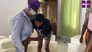 Horny friends turn game into group sex