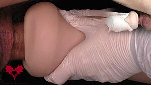 mistress in latex gloves making me ejaculate into onahole