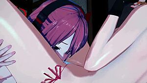 chelsea licks pussy then gets strapon fucked by akame in hentai