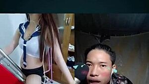 Vietnamese girl bent over for intense doggystyle pounding on chair