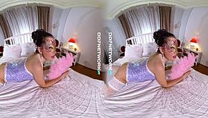 watch sasha rose finger fuck herself in virtual reality, reaching orgasm with toys and assfucking