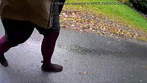 discover the allure of stockings in outdoor public settings