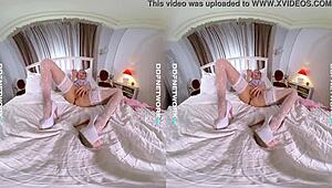 watch sasha rose finger fuck herself in virtual reality, reaching orgasm with toys and assfucking