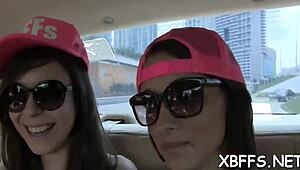 Hungry young 18+ bffs share huge cocks in group ball licking