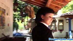 Beautiful realtor strips in office for extra commission. She teases with POV views.