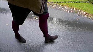 discover the allure of stockings in outdoor public settings