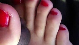 Friend footjob in the car
