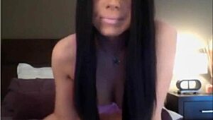 Brunette Shemale Fucks Ass With Glass Dildo