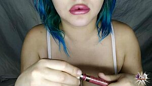 watch me paint my lips with bold lipstick close-up