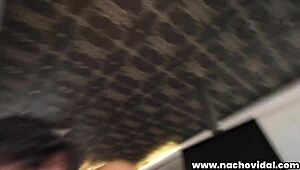 alicia sucks cock then smacks face with prick and strokes semen shower outdoor