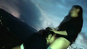 Latinas lick ass and pussy in doggystyle in the forest