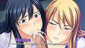 Mommy sensei teaches horny homework with a threesome blowjob in episode three.