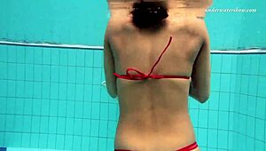 markova and zlata, those hot russian lesbians, fooling around underwater in the pool