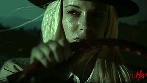 Blonde lesbians suck and ride big tits