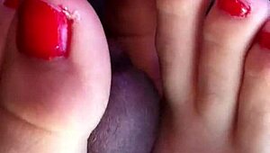 Friend footjob in the car