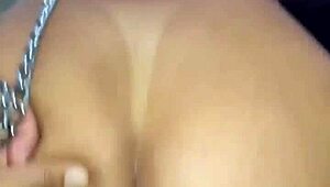 Pet on leash serves male with ass, licks cum and cleans up