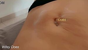 wife uses toys on her tight shaved pussy at home