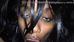 beautiful black girl sucks and swallows cum