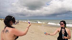 Chatting about lovely ladies' beach photoshoot