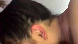 Latina woman's first night in black lingerie with licking and sucking