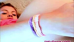 sweet liana fingering her pussy hard with natural tits and orgasm