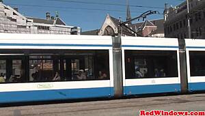 amsterdam goth prostitute in nets sucking cock and playing with cum in mouth 😏