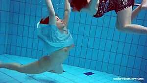 Holy cow! Dashka and Vesta, teen 18+ babes, get wild underwater in sexy bikinis!