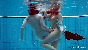 Holy cow! Dashka and Vesta, teen 18+ babes, get wild underwater in sexy bikinis!