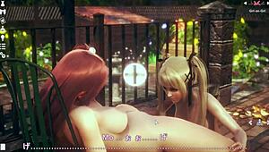 Just chilling with Honoka and Marie Rose in lesbian anime action