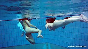 Holy cow! Dashka and Vesta, teen 18+ babes, get wild underwater in sexy bikinis!