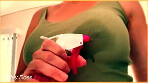 Wife shows braless wet shirt with big tits