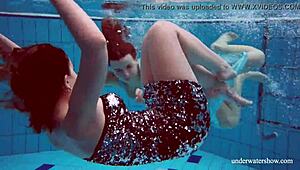 Holy cow! Dashka and Vesta, teen 18+ babes, get wild underwater in sexy bikinis!