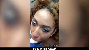 i busted a cute chocolate teen in the mall office, she chose my monster cock over police