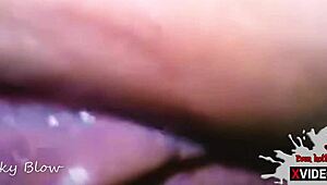 Intense close-up pussy licking and bareback fucking