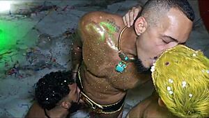 Carnival Warm-Up Turns Into Wild Interracial Orgy with Creampie Action