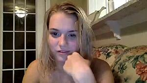 A young girl explores her hairy pussy through masturbation.