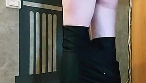 girl in leggings spanks ass and fingers pussy while husband at work