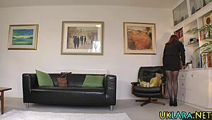 Ginger in stockings eats