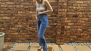 check out this tattooed slut pissing everywhere, indoors and out!