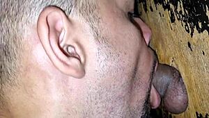 gay orgy with big tits and monster cocks, sucking in glory hole for group blowjobs and orgasms