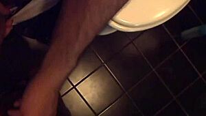 Man surprises cute teen girl with pussy packing in the bathroom