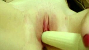 Damn, Blonde Wifey with Pancake Tits Masturbating Hard!
