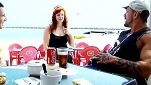 I Fuck The Redhead Hard Outdoor, She Sucks My Cock And Swallows Cum.