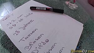 Hey, watch this german milf masturbate up close