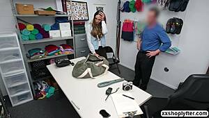 Angelica gives a deepthroat to a well-endowed man at work