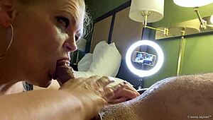 Jenna jaymes gives sloppy up close deepthroat to big cock