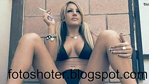Sexy slut Holly smokes seductively while teasing 😏