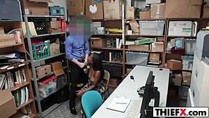 Big tits teen blows boss in garage to avoid punishment