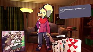 Two Chicks Engage in Furry Strip Poker with Clothes Ripped