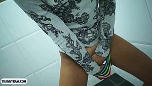 Blonde Latina trans woman delivers intense blowjob and rough anal pounding